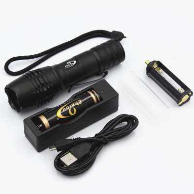 NEW LED Zoomable Flashlight XM-L T6 5000 Lumens Waterproof and portable IP65 +18650 Rechargeable Battery+ Charger